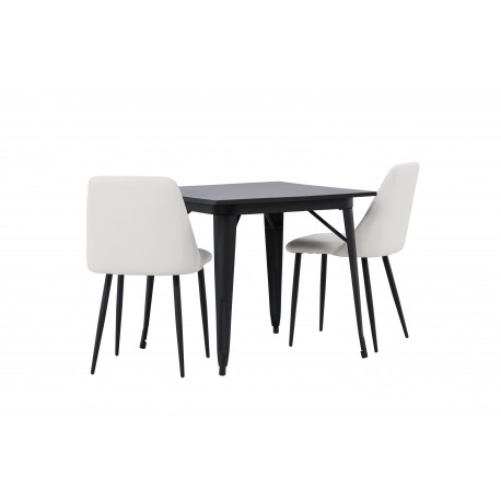 Spisebordssæt Tempe med Night Spisebordsstole - Sort og Hvid