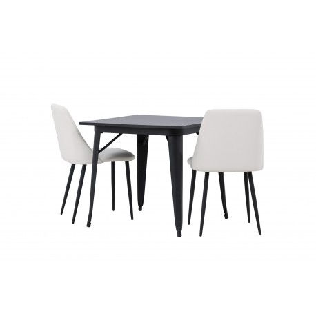 Spisebordssæt Tempe med Night Spisebordsstole - Sort og Hvid