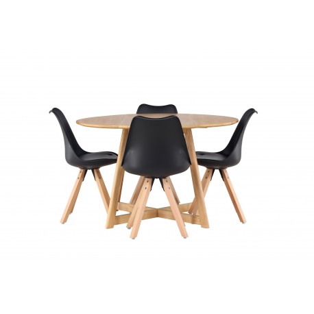 Spisebordssæt Yadikon med Zeno stole - Sort og Brun