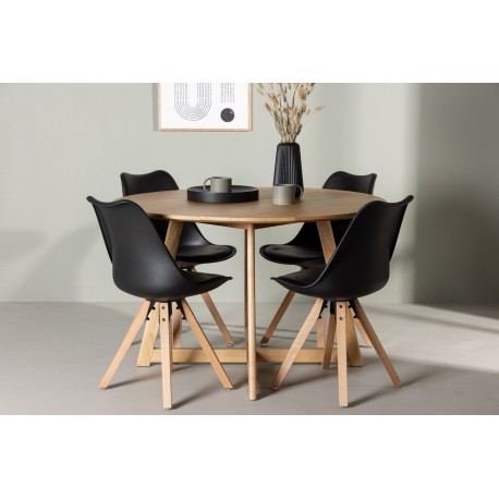 Spisebordssæt Yadikon med Zeno stole - Sort og Brun