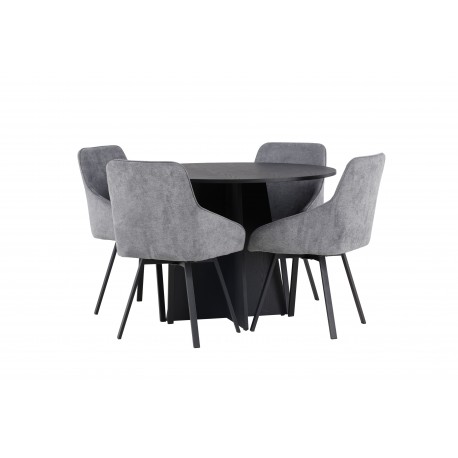 Rundt Spisebordssæt Bootcut med stole Rosie - Sort og Grå