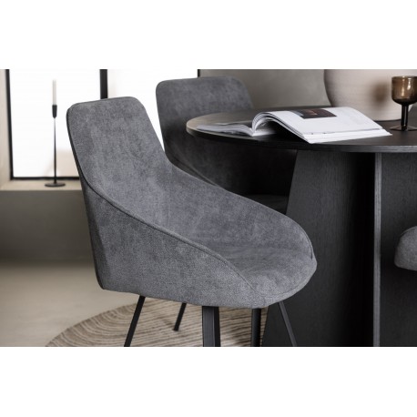 Rundt Spisebordssæt Bootcut med stole Rosie - Sort og Grå