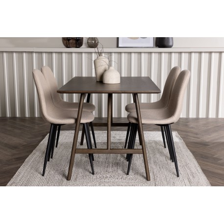 Spisebordssæt Kaseindon med Spisebordsstolene Polar - Beige og Mørkebrun