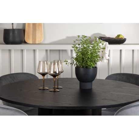 Rundt Spisebordssæt Olivia med stole Lilja - Sort og Grå