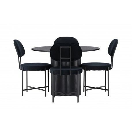 Spisebordssæt Olivia med stole Stella - Sort