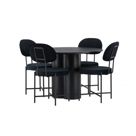 Spisebordssæt Olivia med stole Stella - Sort
