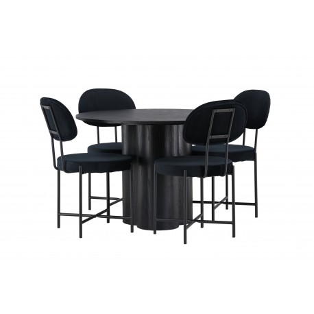Spisebordssæt Olivia med stole Stella - Sort
