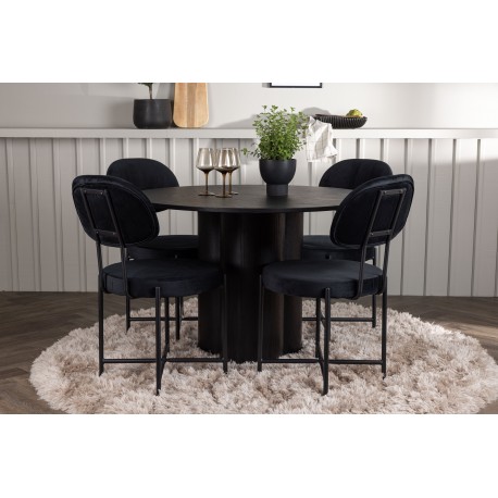 Spisebordssæt Olivia med stole Stella - Sort