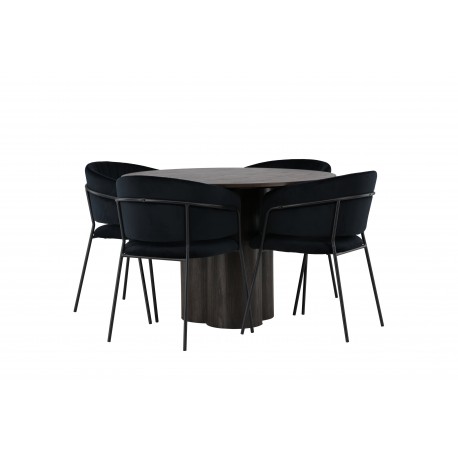 Rundt Spisebordssæt Olivia med stole Selma - Sort og Mocca