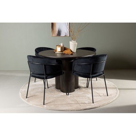 Rundt Spisebordssæt Olivia med stole Selma - Sort og Mocca