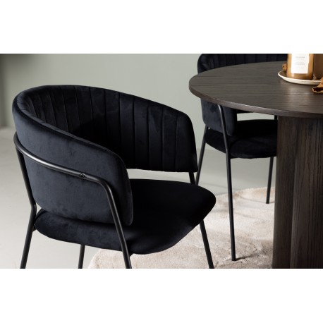 Rundt Spisebordssæt Olivia med stole Selma - Sort og Mocca