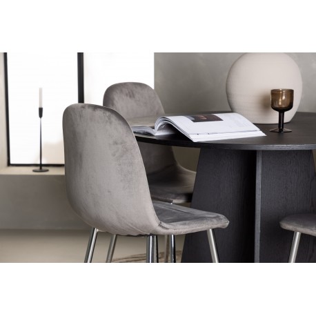 Rundt Spisebordssæt Bootcut med stole Eva - Sort og Lysegrå