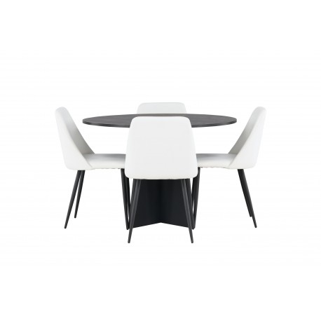 Rundt Spisebordssæt Bootcut med stole Night - Sort og Hvid