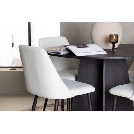 Rundt Spisebordssæt Bootcut med stole Night - Sort og Hvid
