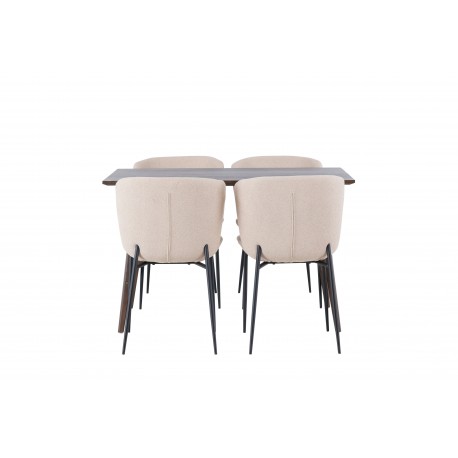 Spisebordssæt Kaseindon med Modesto Spisebordsstole - Beige og Mørkebrun
