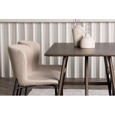 Spisebordssæt Kaseindon med Modesto Spisebordsstole - Beige og Mørkebrun