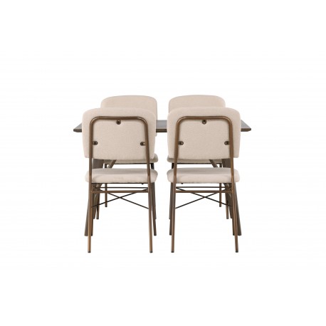 Spisebordssæt Kaseindon med Spisebordsstole Seda - Beige og Mørkebrun