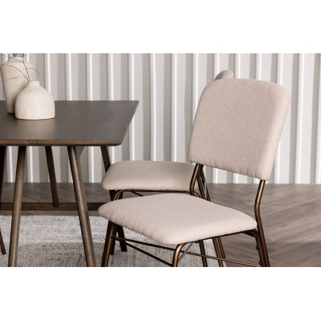 Spisebordssæt Kaseindon med Spisebordsstole Seda - Beige og Mørkebrun