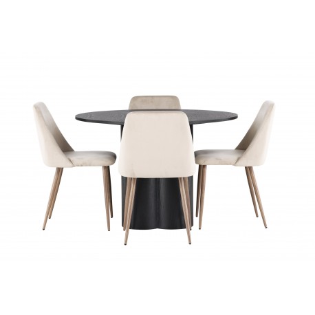 Rundt Spisebordssæt Olivia med stolene Night - Sort og Brun