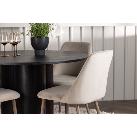 Rundt Spisebordssæt Olivia med stolene Night - Sort og Brun