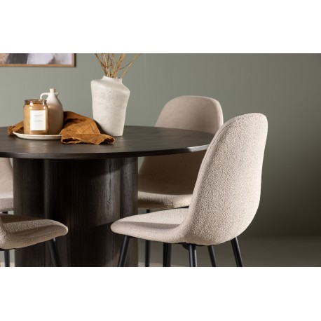 Rundt Spisebordssæt Olivia med stolene Polar - Beige og Mocca