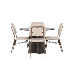 Rundt Spisebordssæt Olivia med stolene Seda - Beige og Mocca