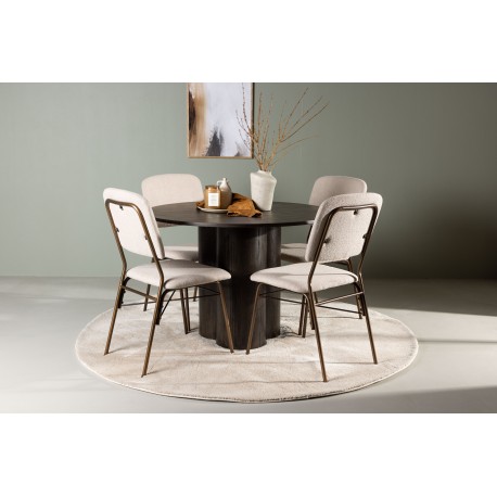 Rundt Spisebordssæt Olivia med stolene Seda - Beige og Mocca