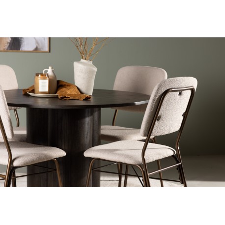 Rundt Spisebordssæt Olivia med stolene Seda - Beige og Mocca
