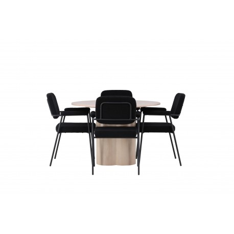 Spisebordssæt Olivia med stole Yesterday - Sort og Hvid