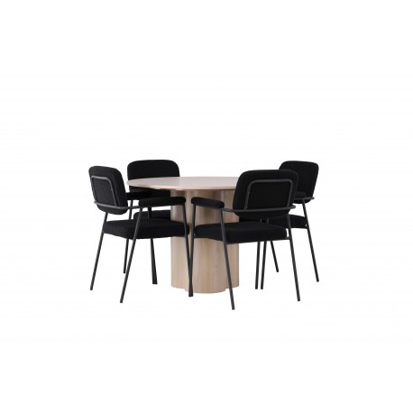 Spisebordssæt Olivia med stole Yesterday - Sort og Hvid