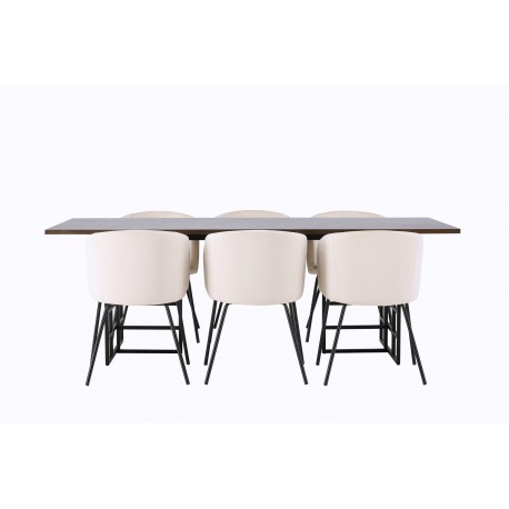 Spisebordssæt Ystad med Berit Spisebordsstole - Beige og Mocca