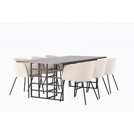 Spisebordssæt Ystad med Berit Spisebordsstole - Beige og Mocca