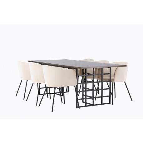 Spisebordssæt Ystad med Berit Spisebordsstole - Beige og Mocca