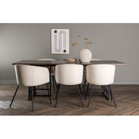 Spisebordssæt Ystad med Berit Spisebordsstole - Beige og Mocca