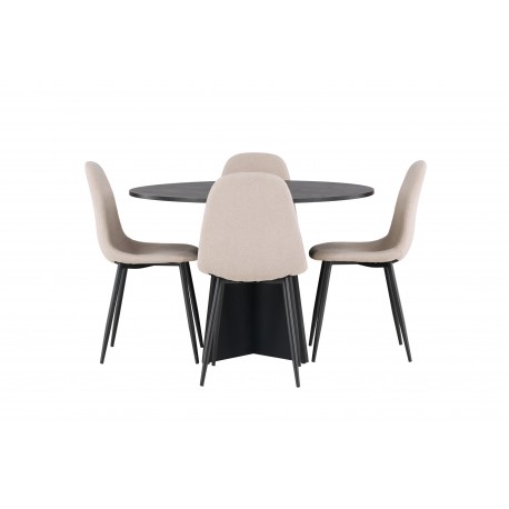 Spisebordssæt Bootcut med stole Polar - Beige og Sort