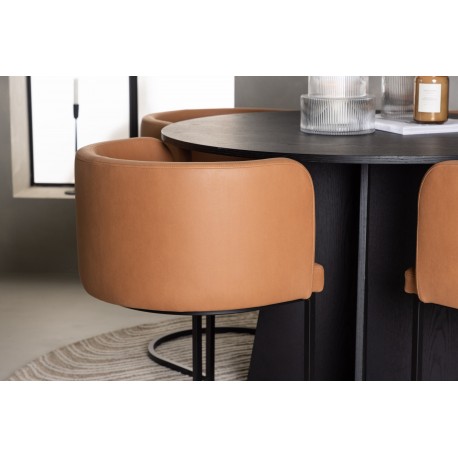 Rundt Spisebordssæt Bootcut med stole Simrishamn - Sort og Brun