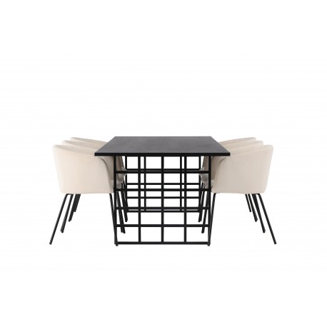 Spisebordssæt Ystad med Berit Spisebordsstole - Beige og Sort