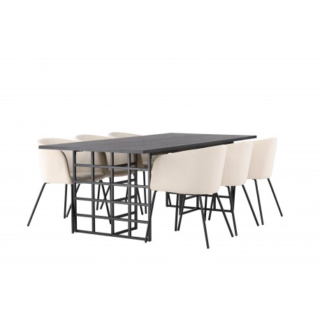 Spisebordssæt Ystad med Berit Spisebordsstole - Beige og Sort