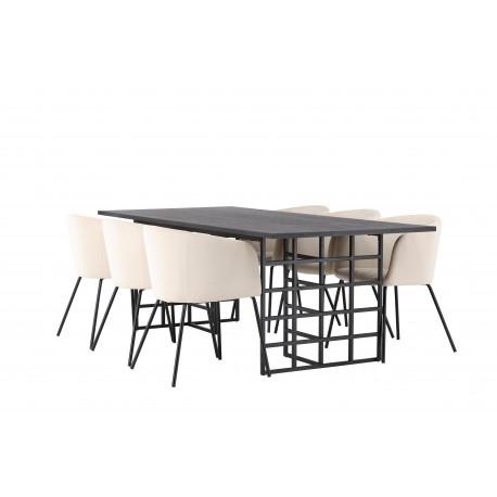 Spisebordssæt Ystad med Berit Spisebordsstole - Beige og Sort