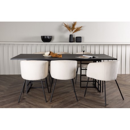 Spisebordssæt Ystad med Berit Spisebordsstole - Beige og Sort