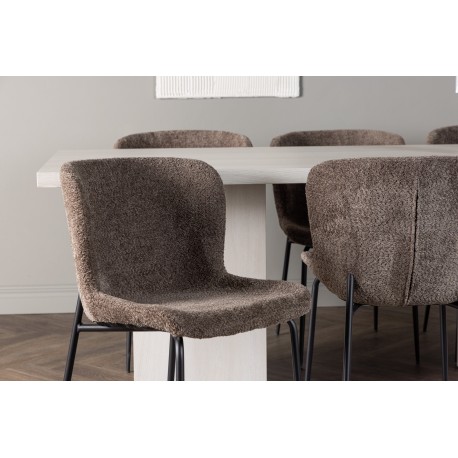 Spisebordssæt Olga med Spisebordsstole Modesto - Mørkegrå og Hvid