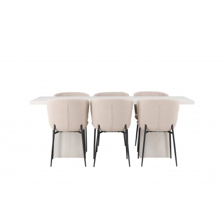 Spisebordssæt Olga med Spisebordsstole Modesto - Beige og Hvid