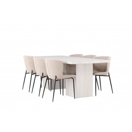 Spisebordssæt Olga med Spisebordsstole Modesto - Beige og Hvid