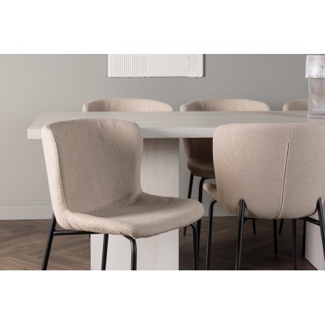 Spisebordssæt Olga med Spisebordsstole Modesto - Beige og Hvid