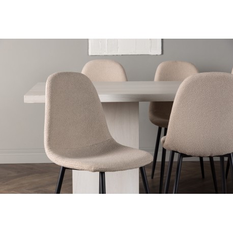 Spisebordssæt Olga med Spisebordsstole Polar - Beige og Hvid