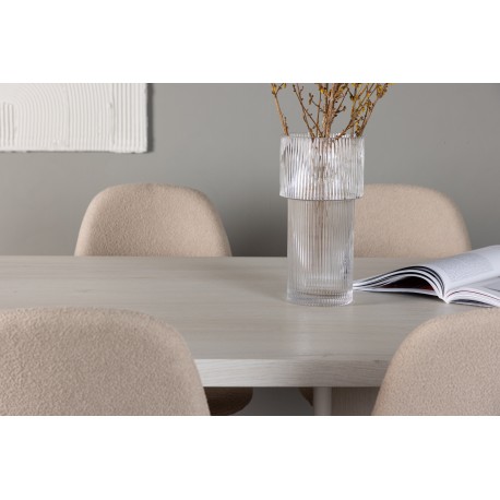 Spisebordssæt Olga med Spisebordsstole Polar - Beige og Hvid
