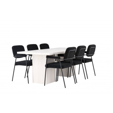 Spisebordssæt Olga med Spisebordsstole Yesterday - Sort og Hvid