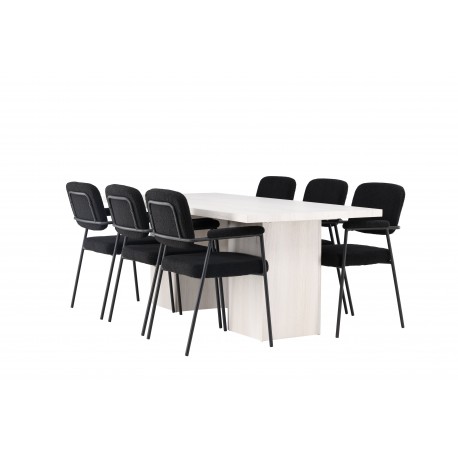 Spisebordssæt Olga med Spisebordsstole Yesterday - Sort og Hvid