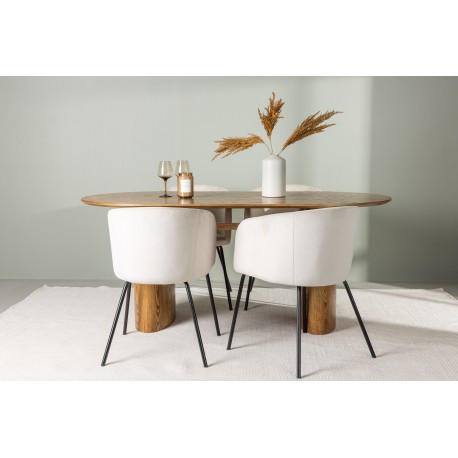 Spisebordssæt Isolde med stole Berit - Beige og Natur