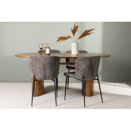 Spisebordssæt Isolde med stole Modesto - Mørkegrå og Natur